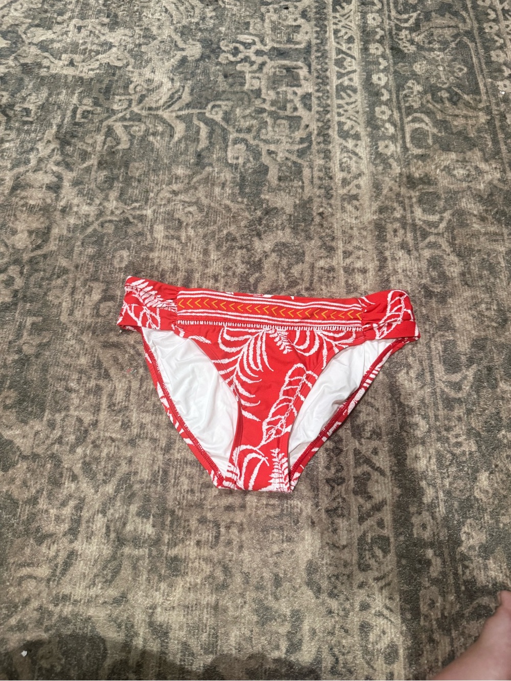 La Blanca Red Tropical Print Bikini Bottoms only  Size 8
